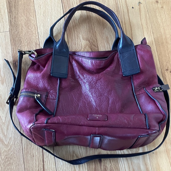 Fossil Burgundy Brown Leather Shoulder Bag - Picture 2 of 7